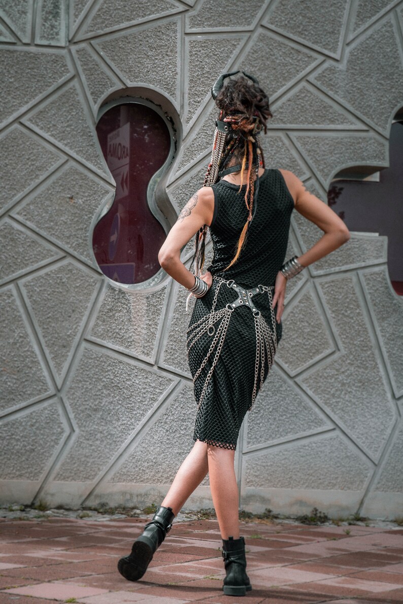 Metal Chain Skirt Festival Post Apocalyptic Skirt Harness O-Ring Skirt