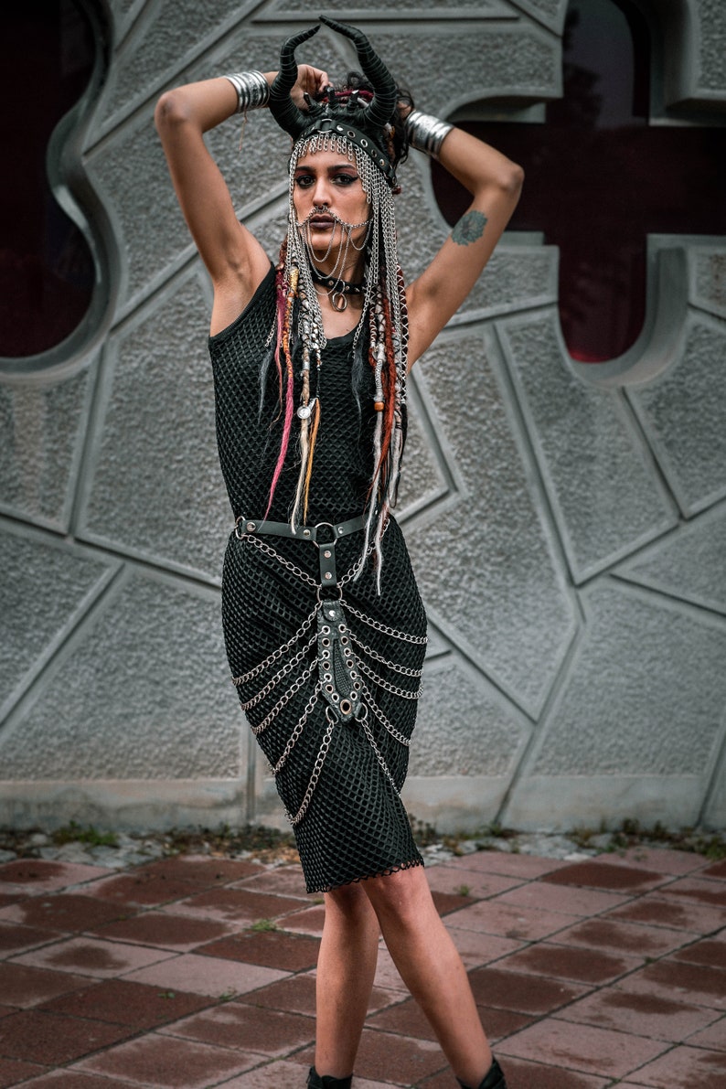 Metal Chain Skirt Festival Post Apocalyptic Skirt Harness O-Ring Skirt
