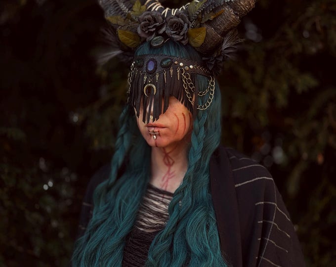 Slavic Ritual Mask Morana Goddess Face Mask - Mrazana Slavic Pagan Ritual Headdress ...