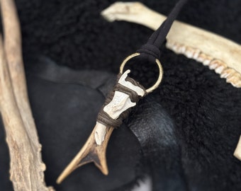 Forest Guardian Antler Talisman with Jaw Bone - Shamanic Witchy Pendant - Bone Jewelry