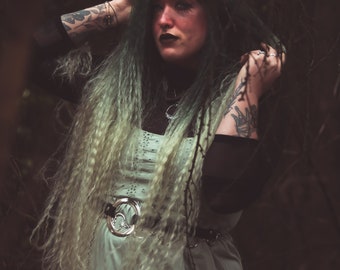 Silver Luna Witch Belt: Leather Wrap, Gothic Halloween O Ring