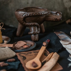 Pachamama Ritual Set - Handmade Smudge Bowl - Ceramic Burner - Ritual Censer - Clay Smudging Pot With Snake Design - Ceremonial Chalice