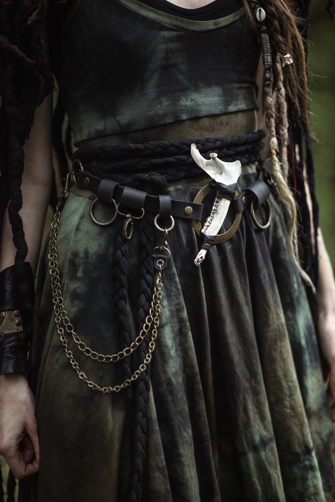 Buy Bone Druid Leather Belt With Elk Jaw: Festival Chain Belt Online in  India - Main Image