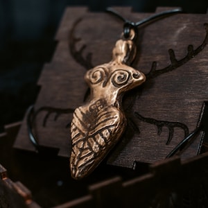 Fertility Goddess Pendant - Brass Goddess Necklace - Cucuteni-Trypillian Figurine Amulet