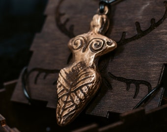 Fertility Goddess Pendant - Brass Goddess Necklace - Cucuteni-Trypillian Figurine Amulet