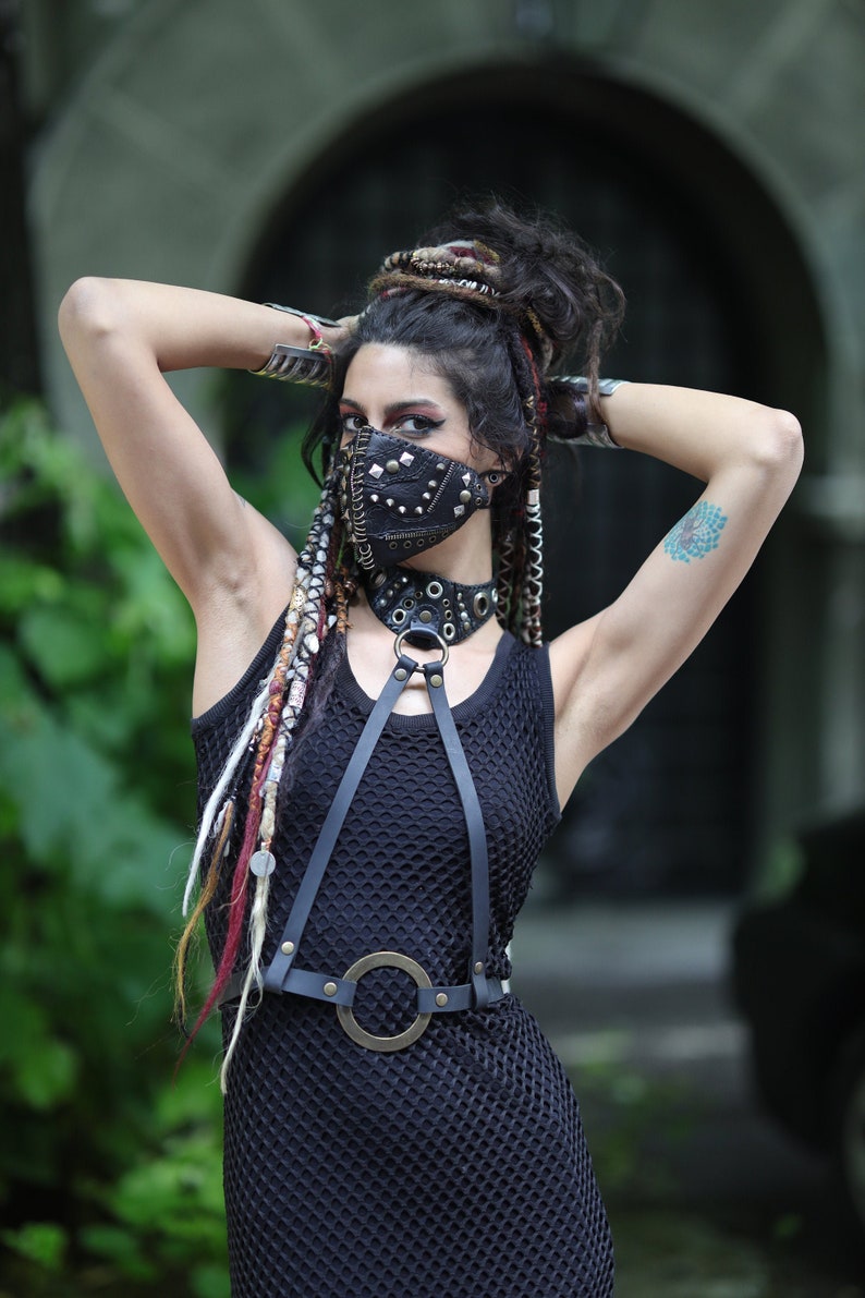 Witchy Leather Chest Harness with O-Ring Ultimate Mystic Style Burning Man Clothing Women image 7