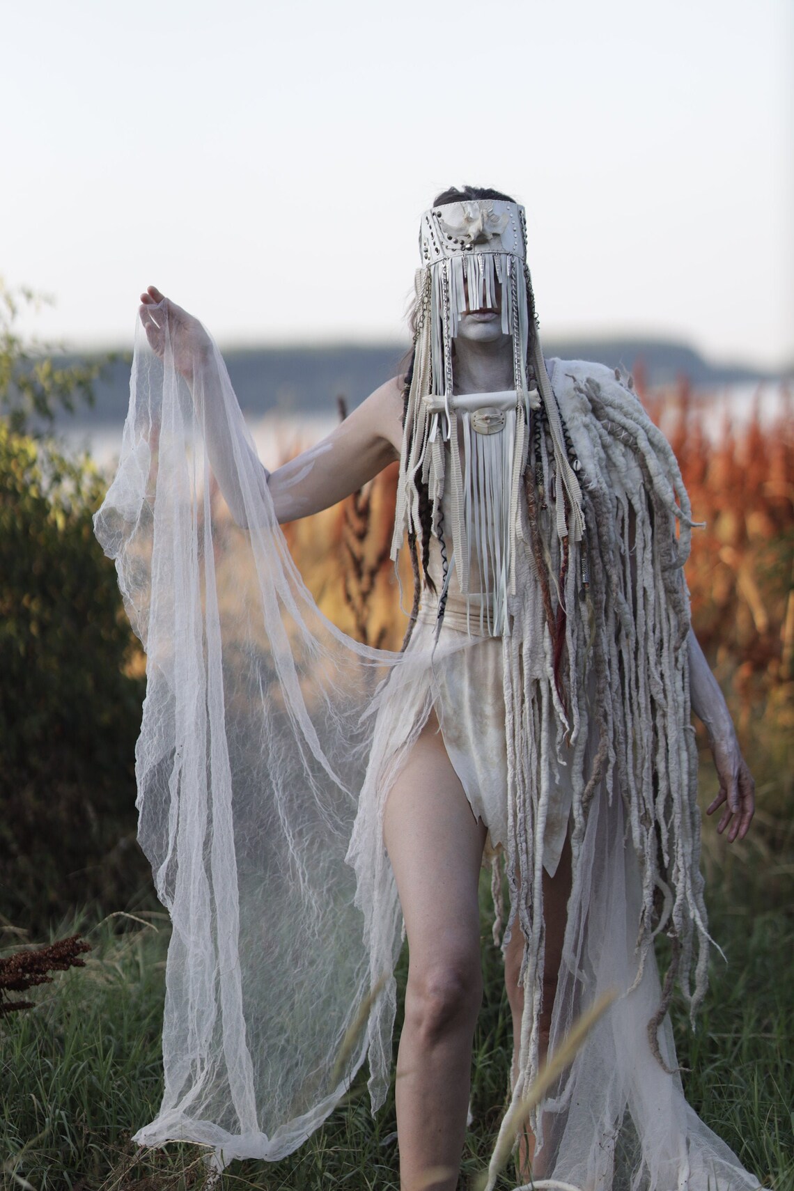 White Stag Deer Shaman Headdress Pagan Ritual Unisex Face | Etsy