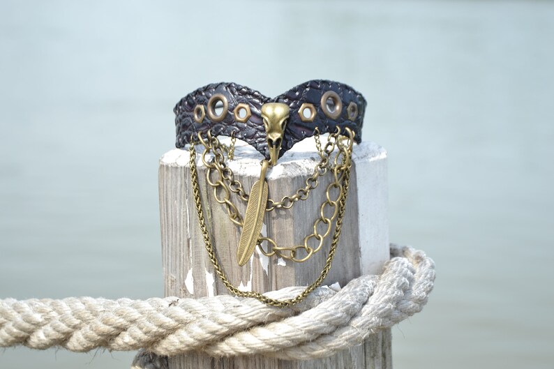 Gothic Feather and Chain Garter Leather Body Chain Jewelry