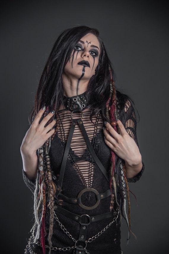 ワンピース QOOZA IMVAL Harness Leather Dress Qooza IMVAL / Frill Leather Dress [BLK]