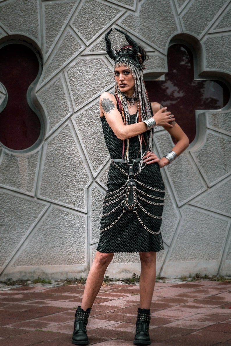 Metal Chain Skirt Festival Post Apocalyptic Skirt Harness O-Ring Skirt