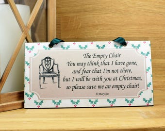 The Empty Chair By Mary Jac Christmas Remembrance Plaque 688