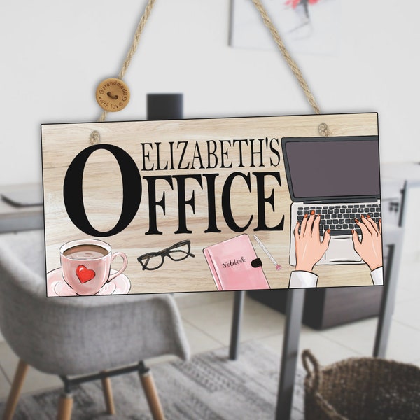 PERSONALISED Office Sign | Office Door Plaque | Gift For Friend | Her | Women | Home Sign | Room Sign | Wooden Office Door Sign | N128