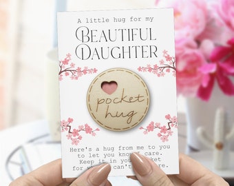 Pocket Hug For Daughter Token | Birthday Gift For Daughter | Thinking Of You | Miss You Hug | Pocket Hug Card From Mum | Cheer Up Gift | TKD