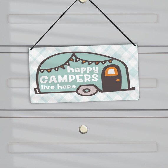 Caravan sign 'Happiness Is a way of Travel not a destination' METAL HANGING SIGN 