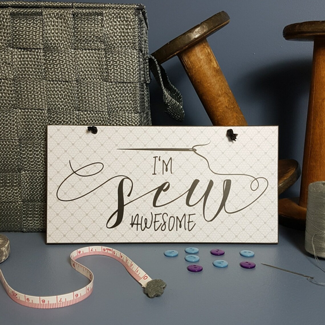 Sewing Room Sign I'm Sew Awesome Fun Wooden Sewing Etsy
