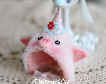 Cappello da maialino Petite Blythe/Cappello per Petite Blythe/Accessori per Petite Blythe/Accessori per bambole/Cappello per bambole/Cappello per bambole fatto a mano/Cappello OB11/CraftsmanDoll