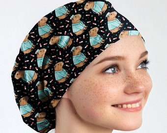 Capybara scrub cap, OR nurse surgical hat