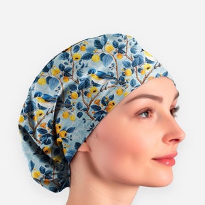 floral scrub caps scrub hats for women Nurse scrub cap blue euro surgical cap - flo 27