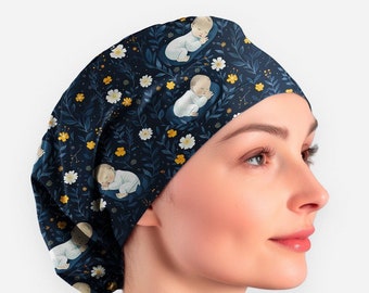 Labor and Delivery Nurse Scrub Cap, Newborn Floral Print Surgical Hat