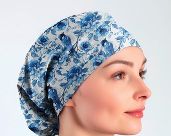 floral scrub caps scrub hats for women Nurse scrub cap blue euro surgical cap