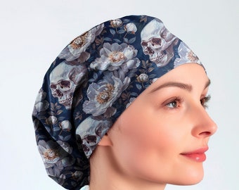 scrub caps women, skull surgical cap, peony ponytail scrub caps for women scrub hat