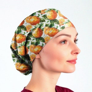 orange surgical cap, euro scrub caps for women citrus scrub hat