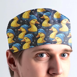 Unisex scrub cap, ducks style man scrub hat, unisex surgical cap - duck 17