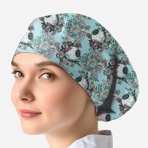 scrub caps for women, ophthalmology surgery cap, eye doctor scrub hat _ eye 31