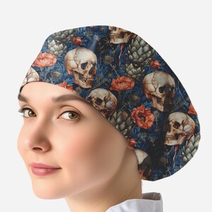 scrub caps women, skull surgical cap, toggle scrub caps for women scrub hat, skull 260