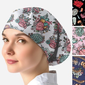 Scrub caps women Medical anatomy scrub hat surgical cap anatomyRN scrub cap