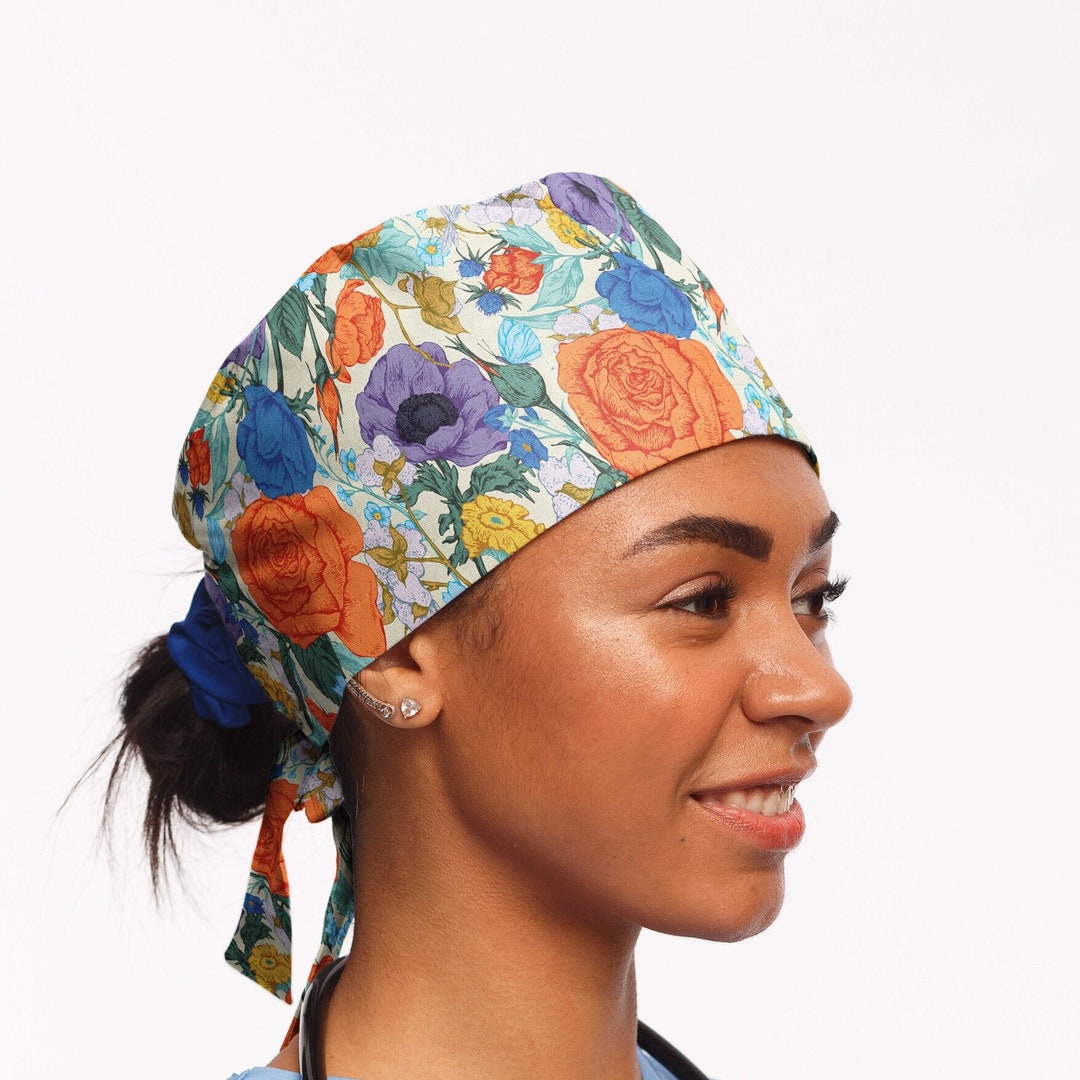 Scrub Caps Floral Surgical Cap Classic Scrub Caps for Women Etsy