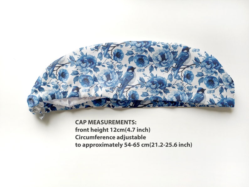 floral scrub caps scrub hats for women Nurse scrub cap blue euro surgical cap image 2