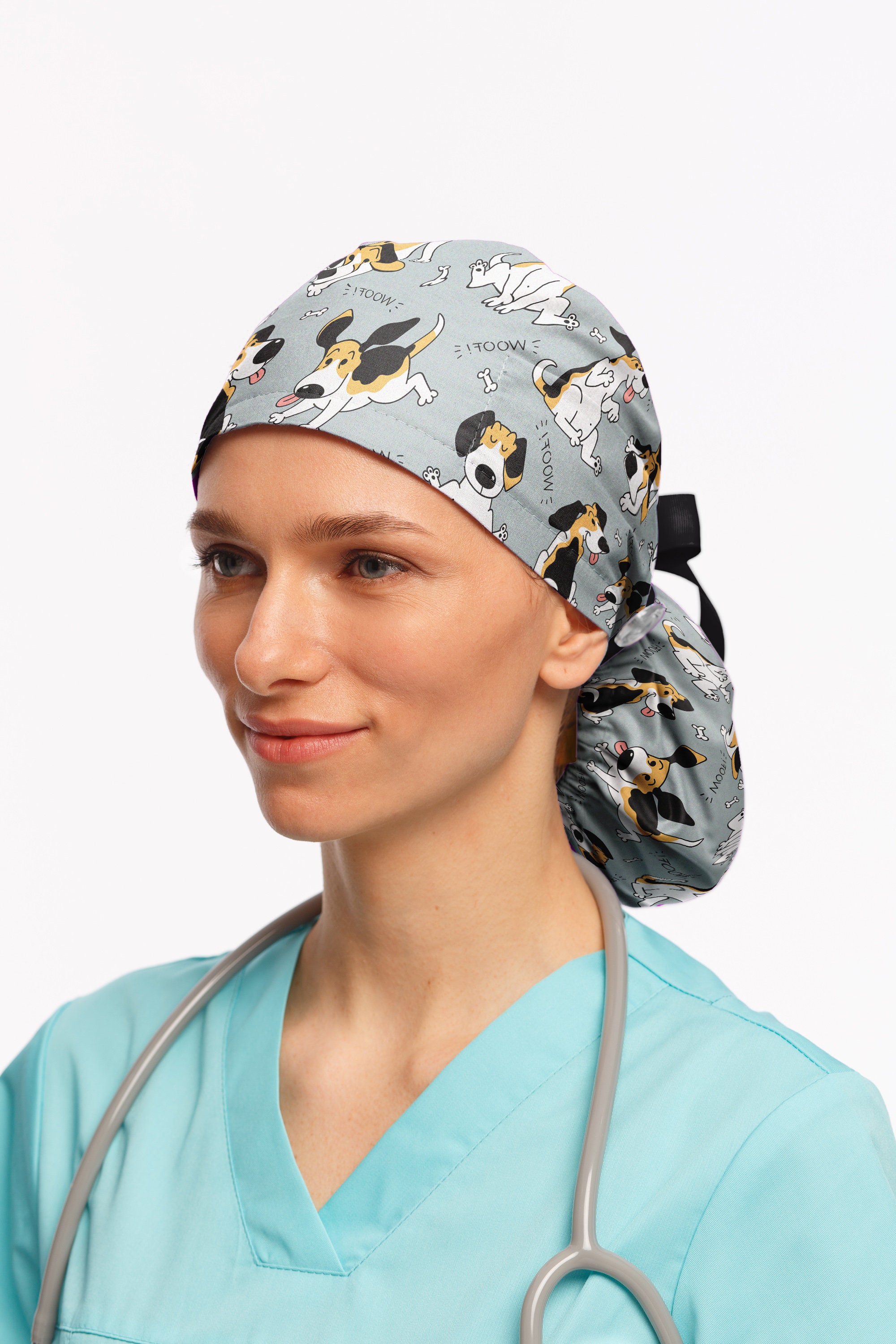 Dog scrub caps for women vet surgical cap with buttons for Etsy