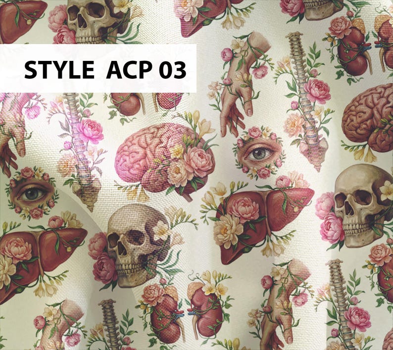 Anatomy scrub cap, floral organs nurse ponytail hat ACP 03