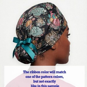 euro style scrub cap ponytail nurse surgical hat side view