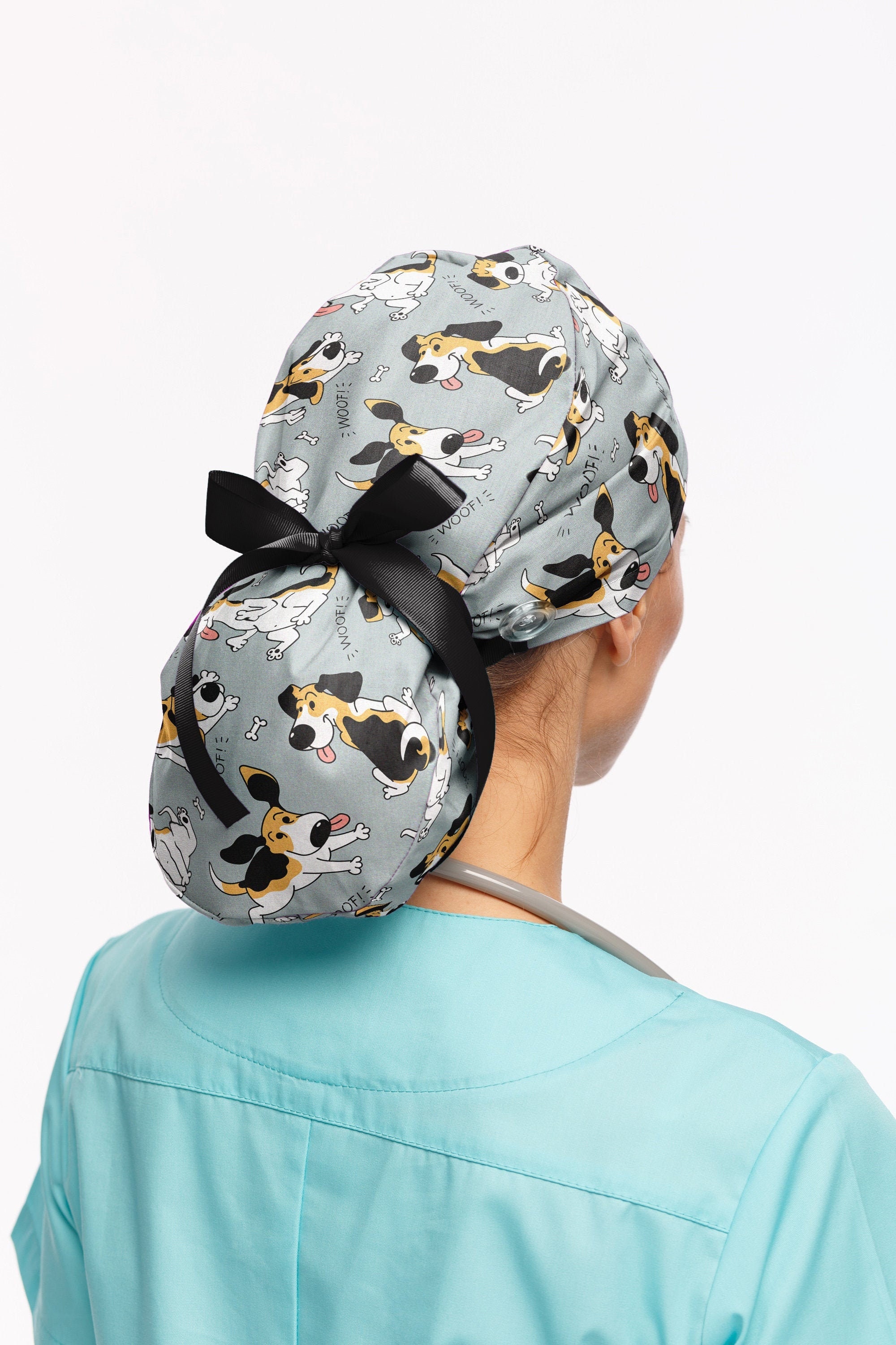Dog scrub caps for women vet surgical cap with buttons for Etsy