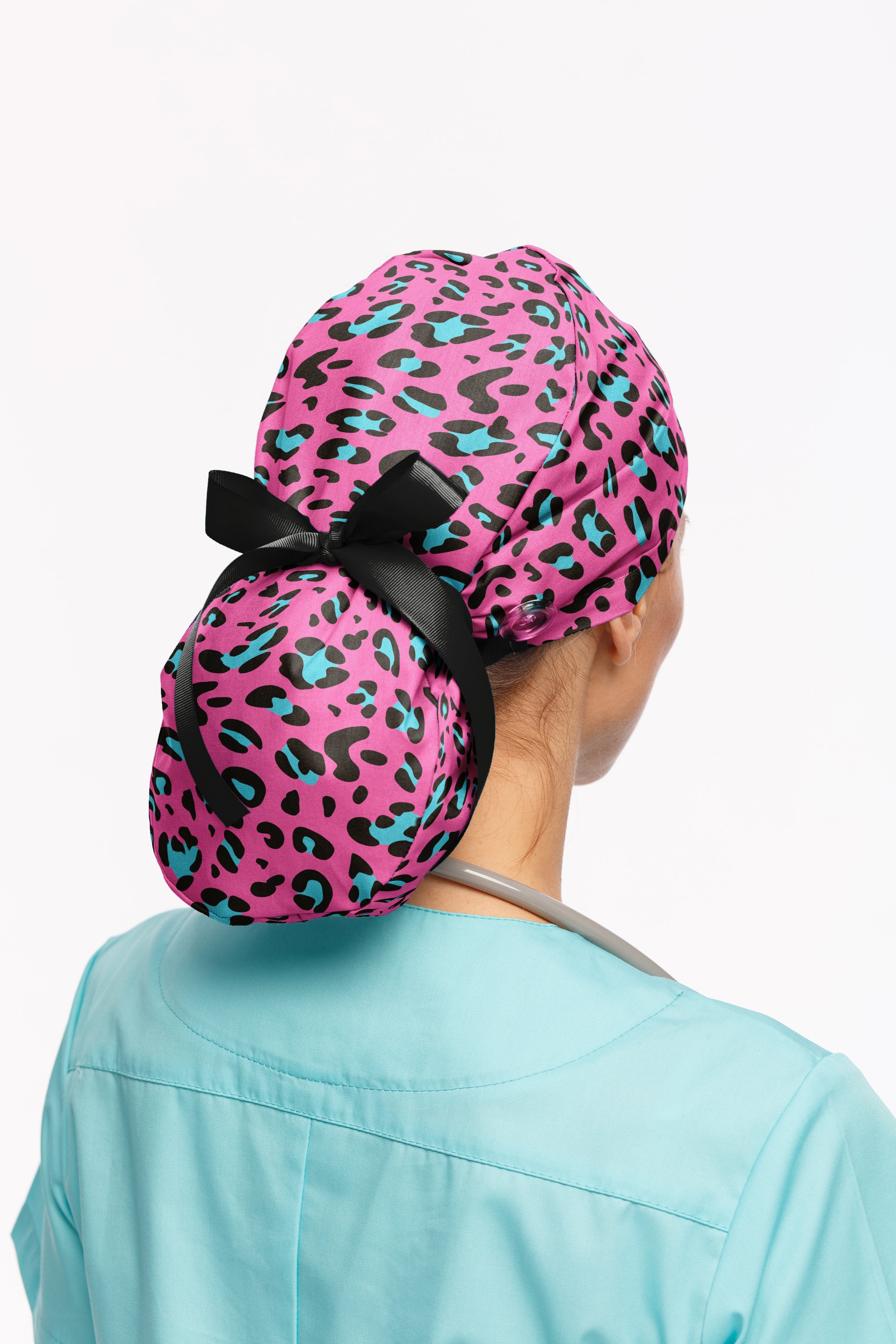 Cheetah Scrub Cap Ponytail Scrub Caps Ponytail Surgical Hat Etsy