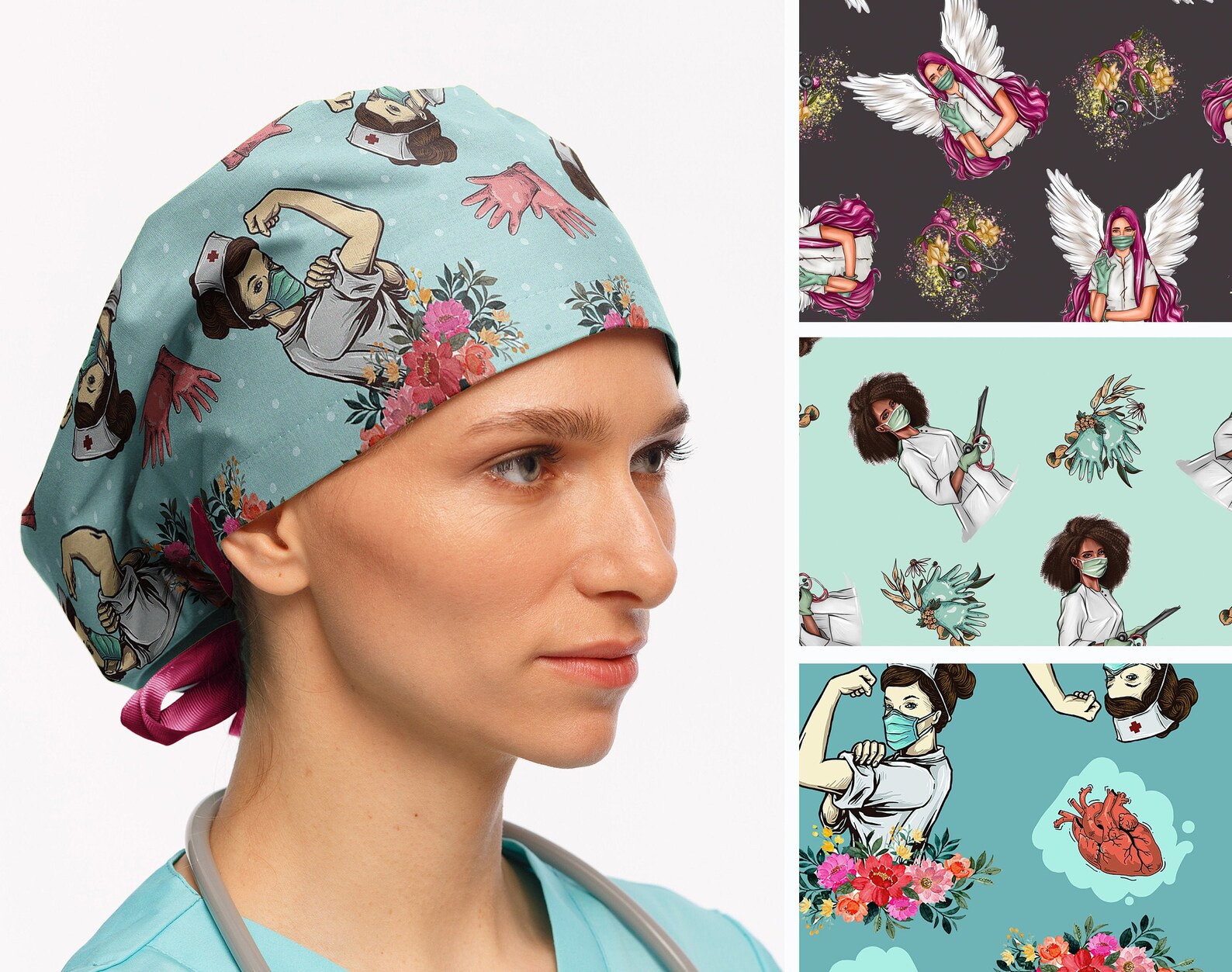 Scrub caps scrub hats for women Nurse scrub cap surgical Etsy