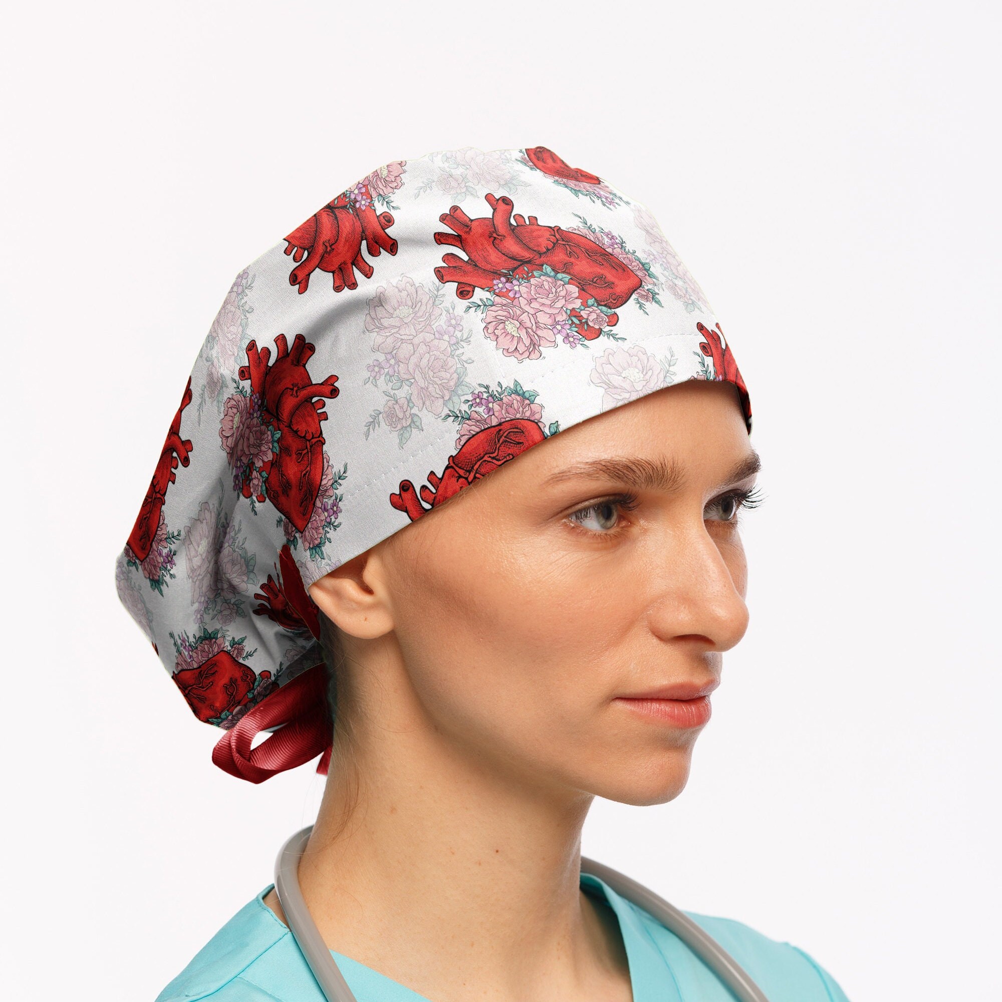 Cardio Scrub Caps for Women Nurse Scrub Hat Ponytail Heart Etsy