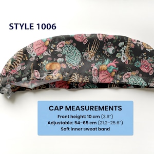 Anatomy scrub cap, floral organs nurse ponytail hat 1006