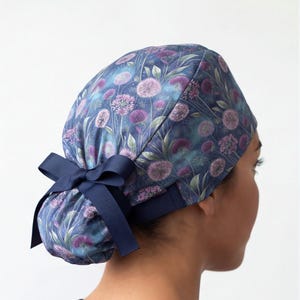 Allium scrub cap, botanical surgical hat nurse