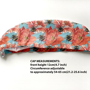 bee scrub cap women, floral euro surgical cap with buttons for nurse image 3