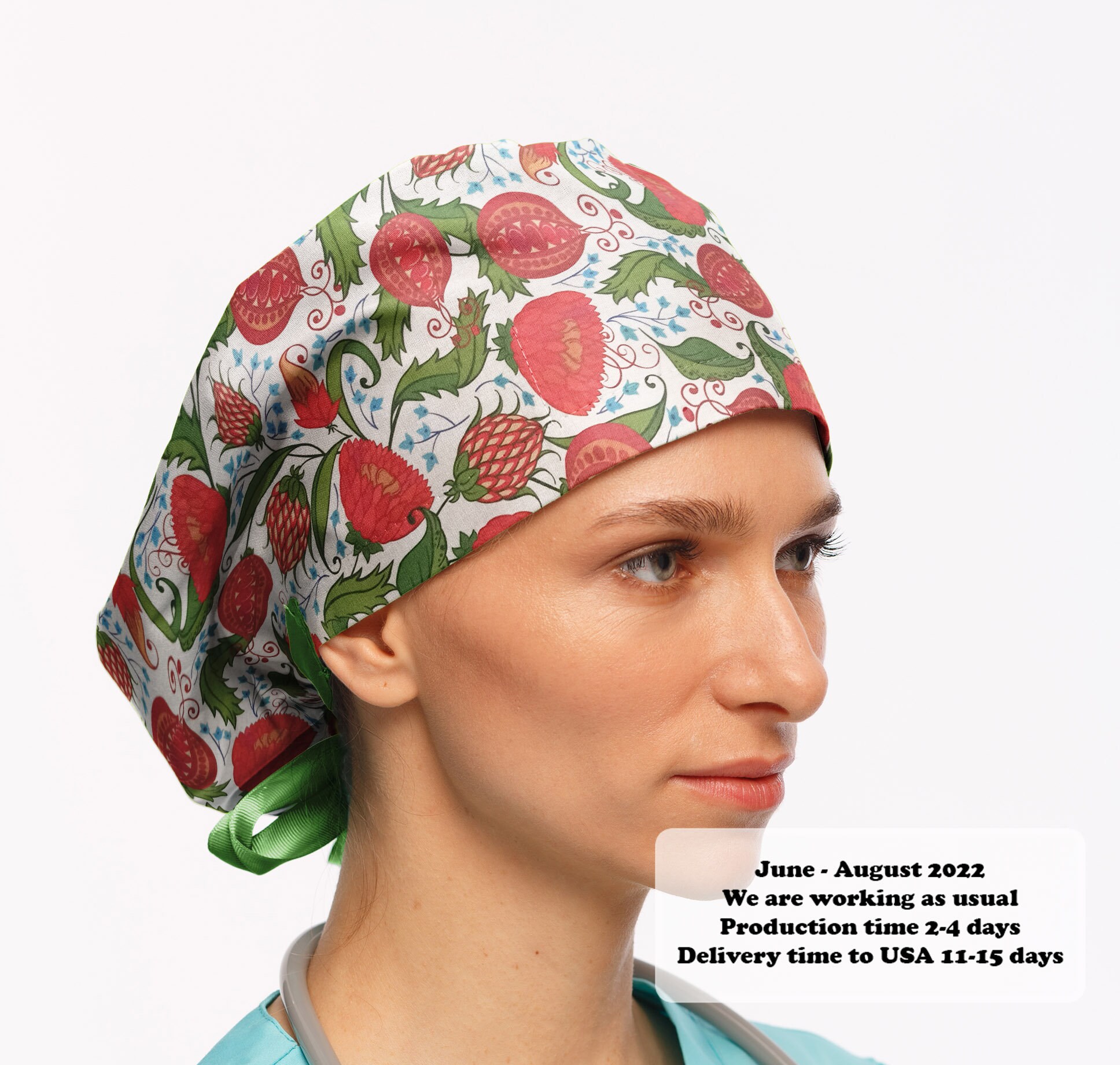 Surgical hat Euro Nurse cap Floral scrub caps for women Accessoires Hoeden & petten Operatiekapjes 