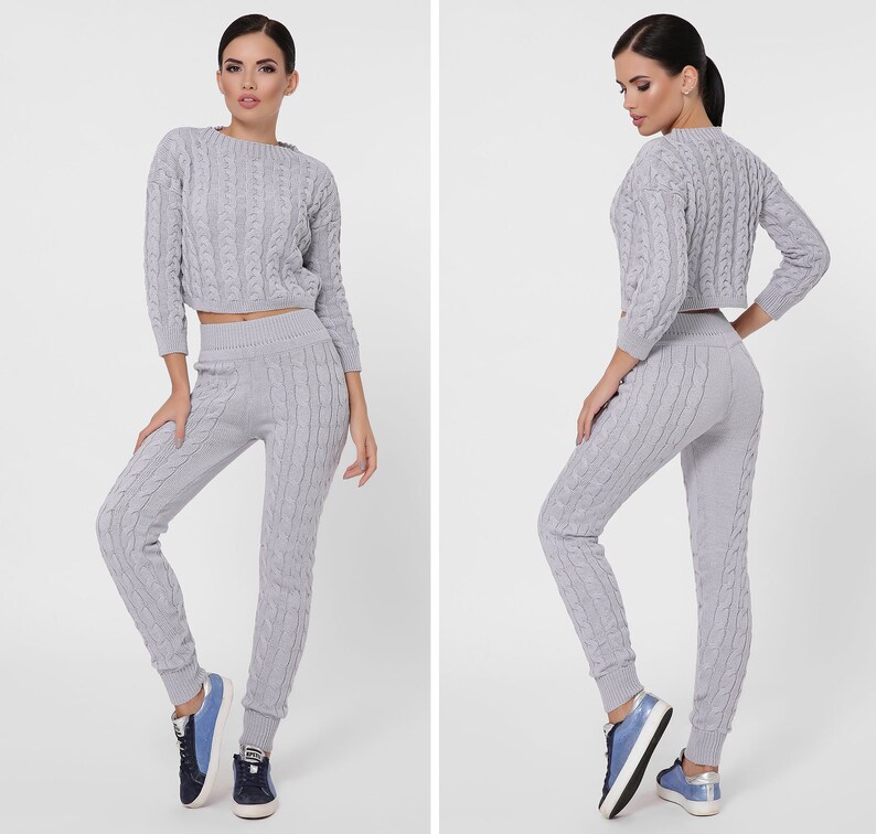 2 piesce sport sweatpants set tracksuit loungerwear gray