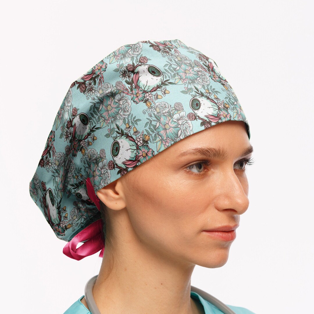 Scrub Caps for Women, Ophthalmology Surgery Cap, Eye Doctor Scrub Hat