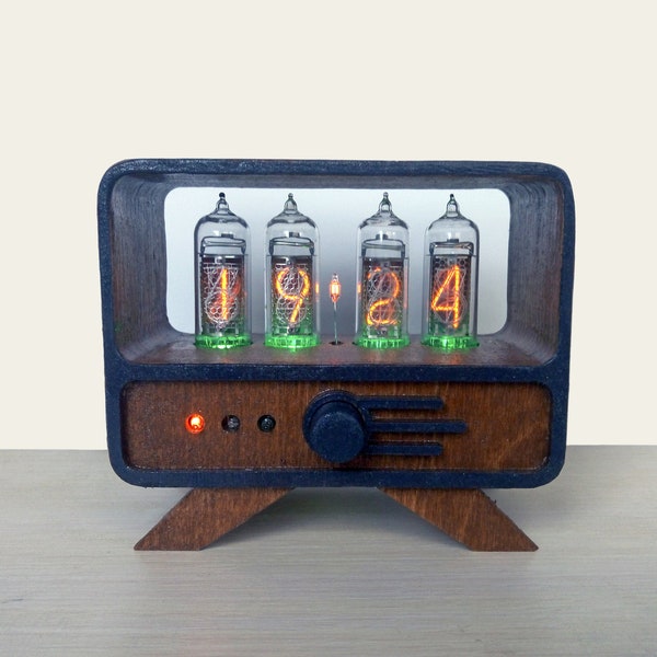 IN-14 Nixie Tube Clock in teak wooden case