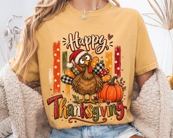 Thanksgiving Shirt, Comfort Colors Cute Turkey Shirt, Happy Thanksgiving Tshirt, Funny Turkey Thanksgiving Tee, Vintage Fall Pumpkin Shirt