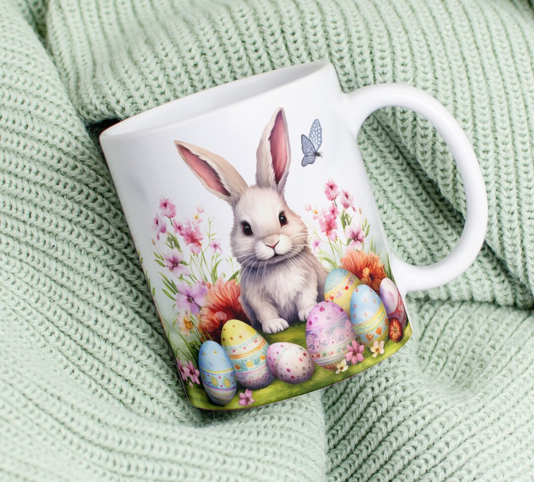 Easter Bunny With Eggs Mug Wrap 11oz & 15oz Rabbit With Easter Eggs Mug ...