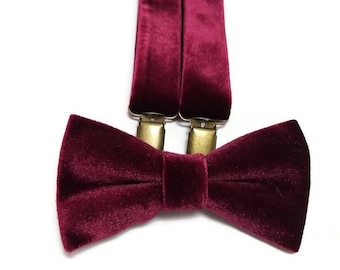 BURGUNDY velvet necktie bowtie ringbearer toddler outfit wedding ideas groomsmen