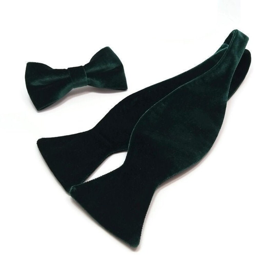 Emerald Wedding Bowtie Green Velvet Neck Tie Braces Father Son Etsy